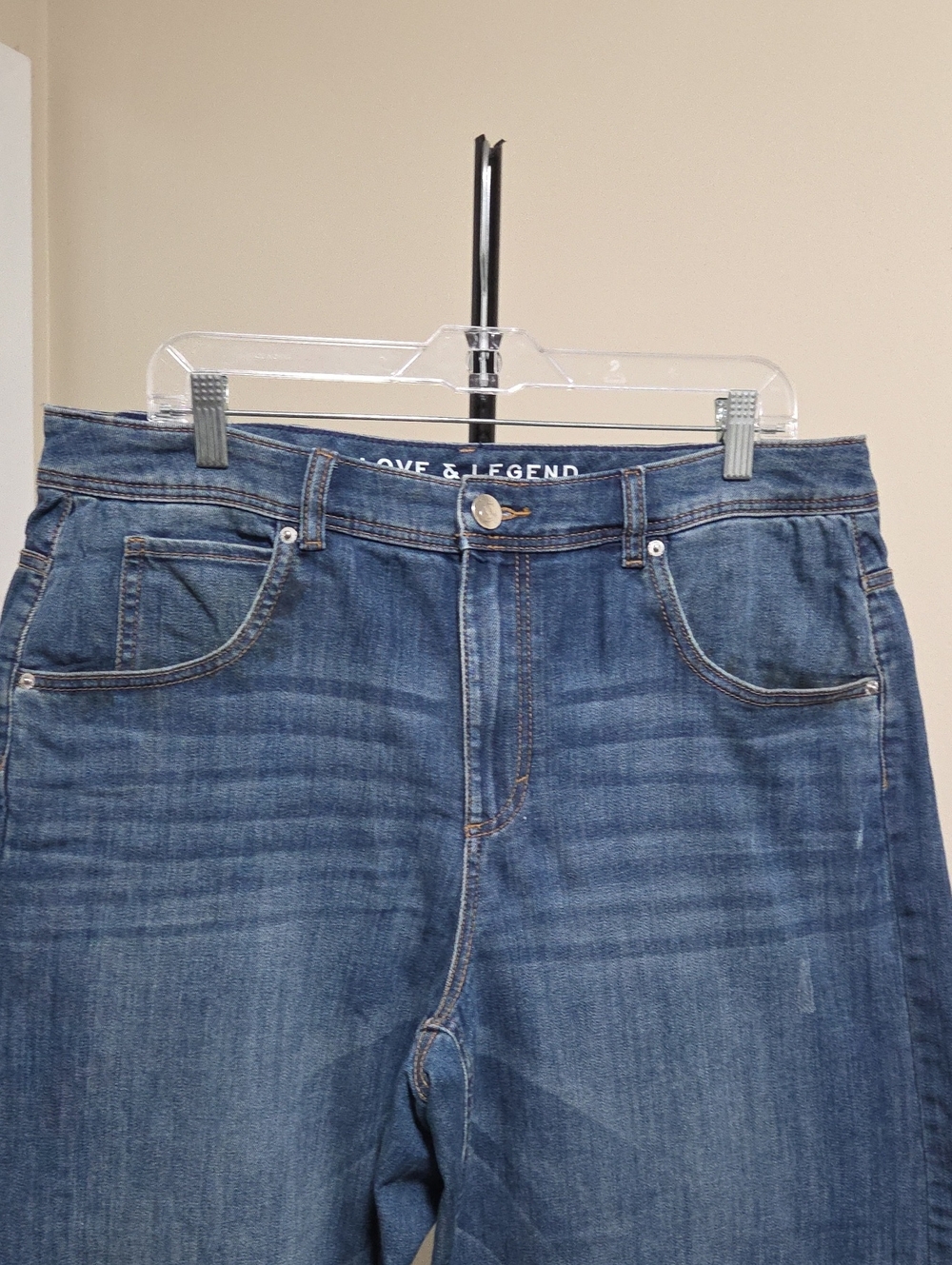 Love & Legend Cotton Blend Medium Blue Women's Relaxed Wide-Leg Jeans - Picture 2 of 7
